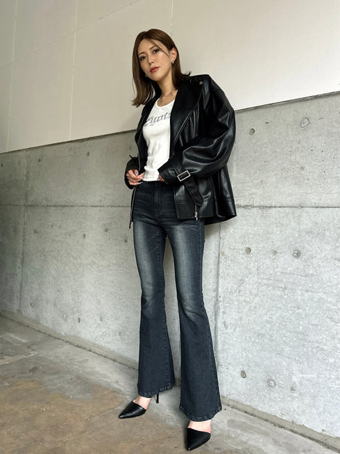 Backタックライダースジャケット