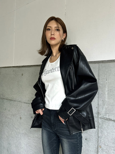 Backタックライダースジャケット