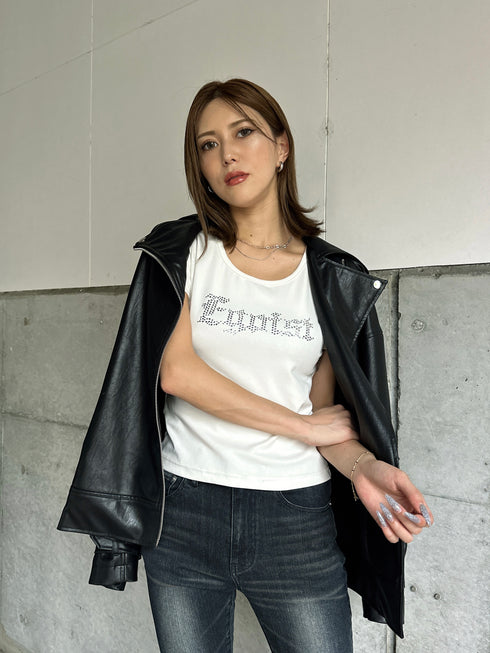 ラインストーンロゴTシャツ