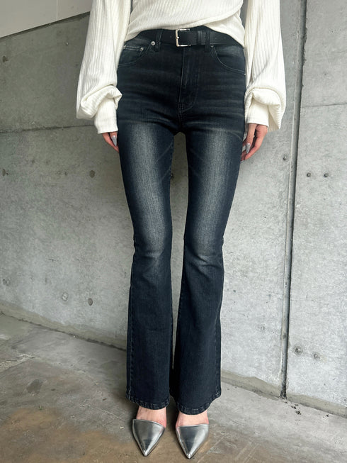 裾レースアップフレアパンツ