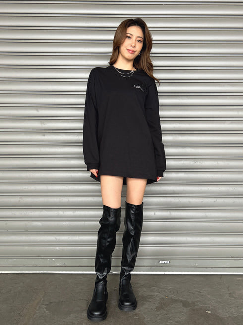 ラインストーンロゴユニセックスロンT