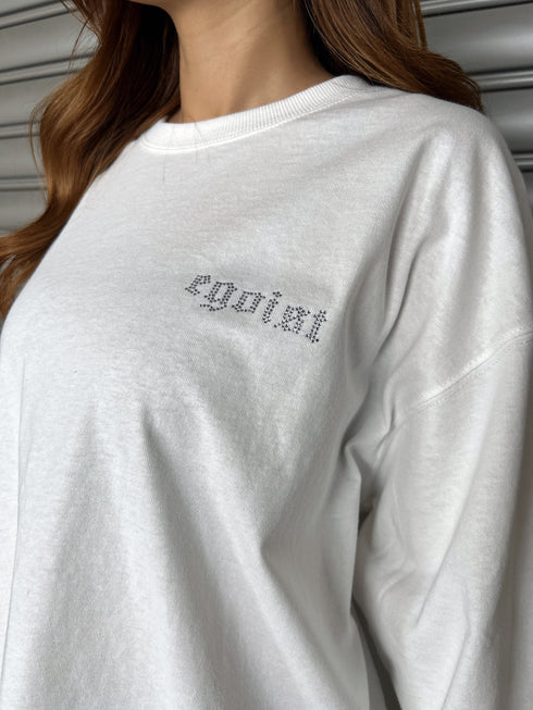 ラインストーンロゴユニセックスロンT