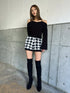 千鳥柄シャギーニットショートパンツ
