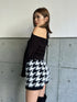 千鳥柄シャギーニットショートパンツ