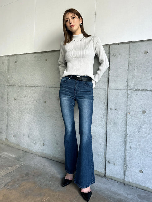 ラメボトルネックニットトップス