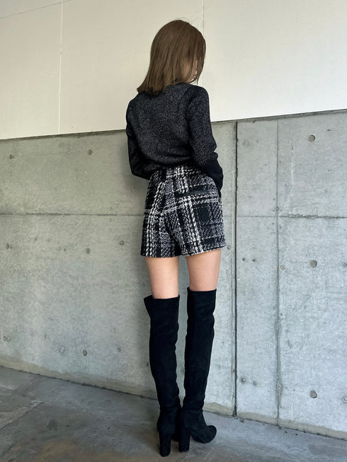 ラメボトルネックニットトップス