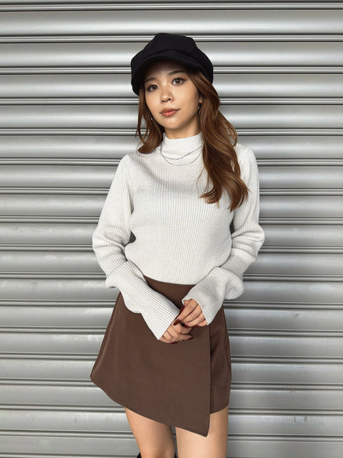 ラメボトルネックニットトップス