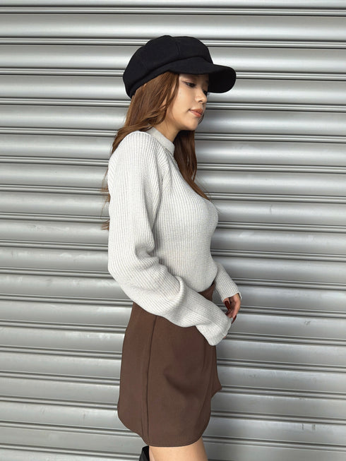 ラメボトルネックニットトップス