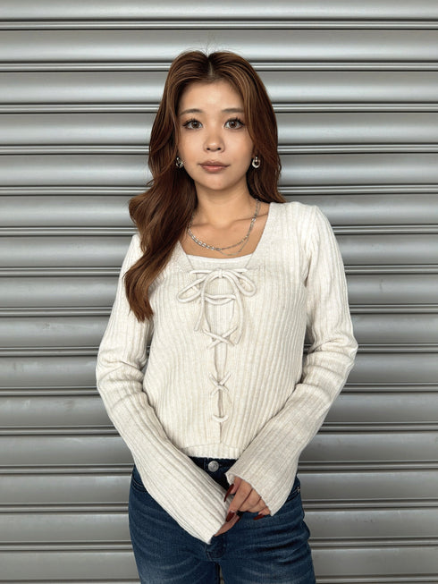 キャミ付レースUPニットトップス