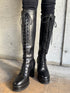 フェイクレザーレースアップロングブーツ