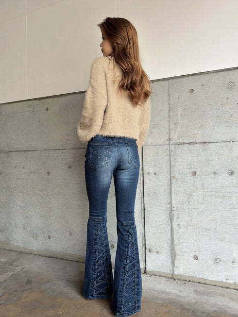 ロゴシャギーニットトップス