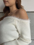 端シャギータイトオフショルニットトップス
