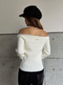 端シャギータイトオフショルニットトップス