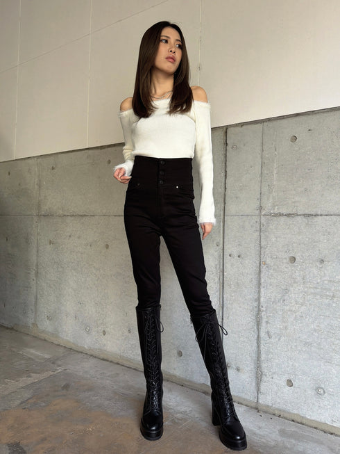 Backクロスハイウエストスキニーパンツ