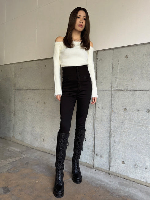 Backクロスハイウエストスキニーパンツ