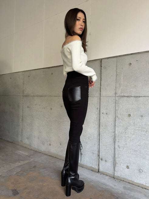 Backクロスハイウエストスキニーパンツ