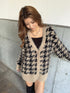 千鳥柄シャギーニットカーディガン