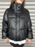 スタンドカラーフェイクレザー中綿ジャケット