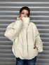 スタンドカラーフェイクレザー中綿ジャケット