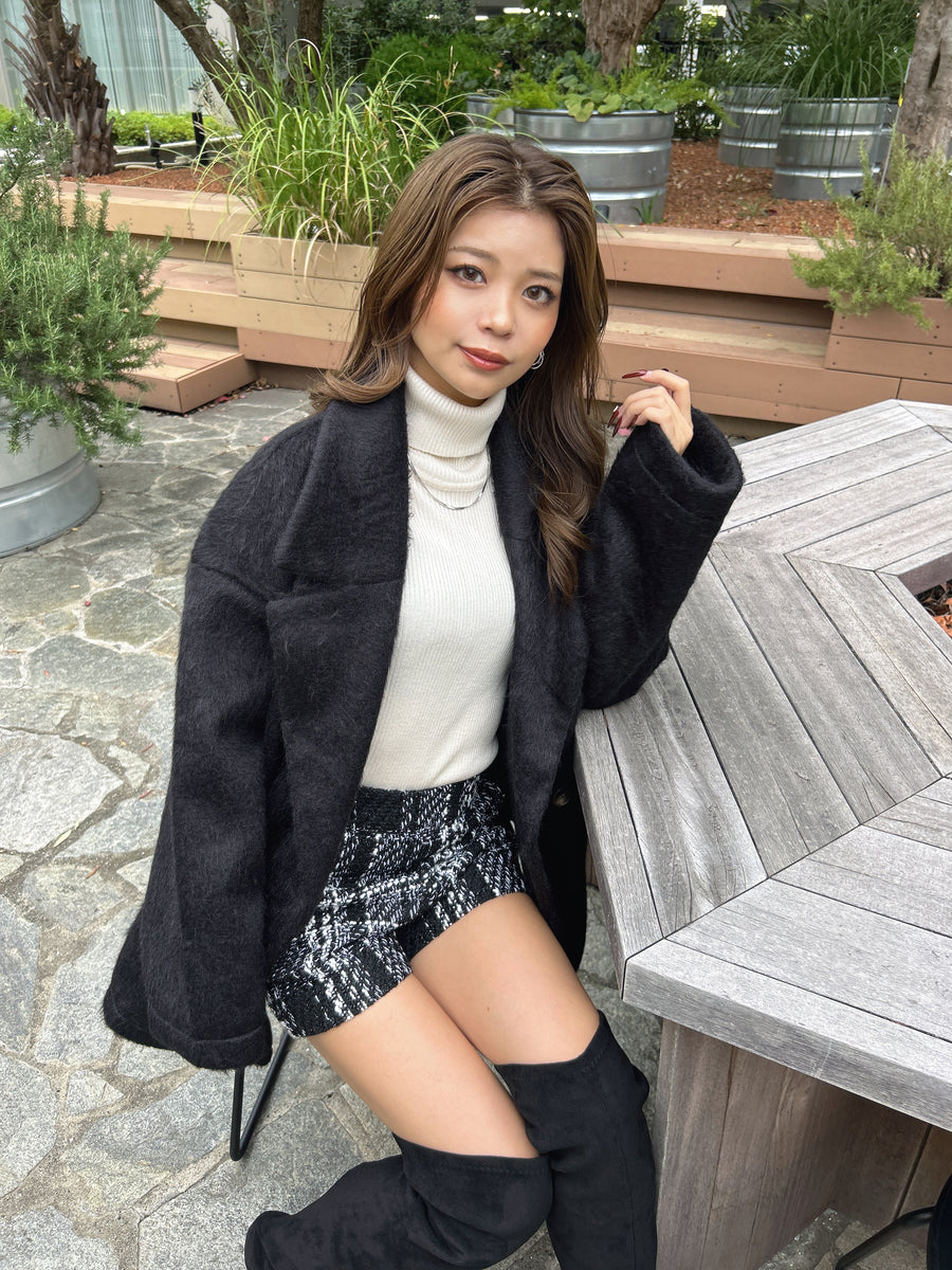 シャギーダブルミドル丈コート – EGOIST