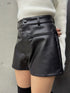 デザインポケットフェイクレザーショートパンツ