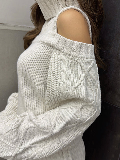 肩開きケーブルミニワンピース