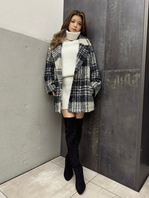 肩開きケーブルミニワンピース