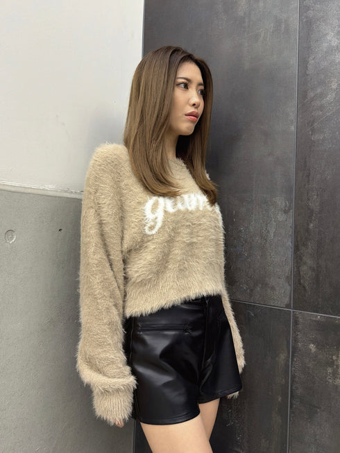 デザインポケットフェイクレザーショートパンツ