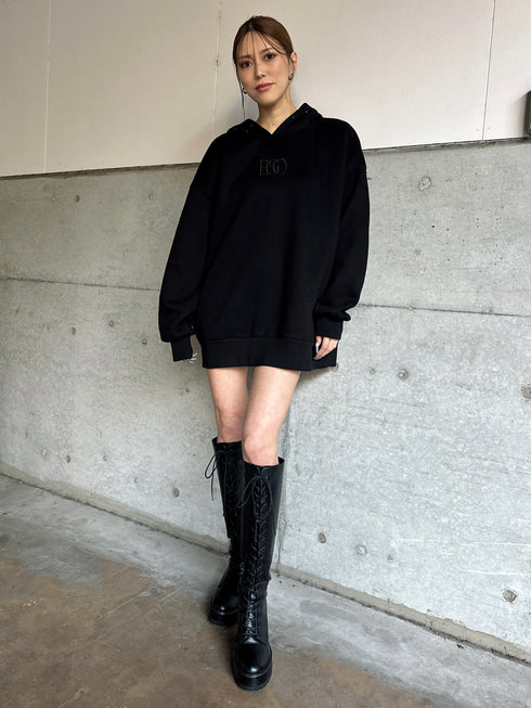 ラインストーンフードトップス