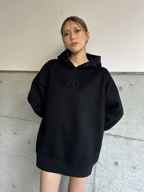 ラインストーンフードトップス