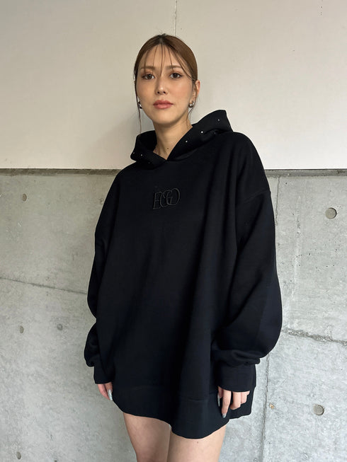 ラインストーンフードトップス