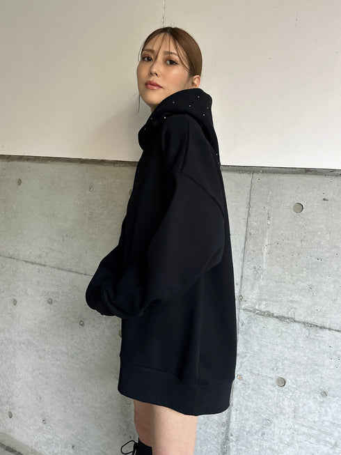 ラインストーンフードトップス