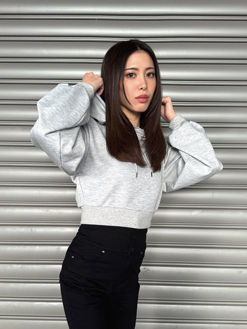 フードロゴラメ裏毛トップス