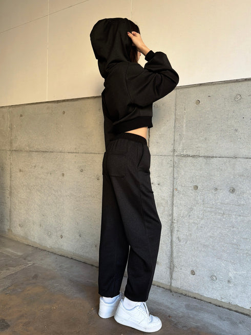 フードロゴラメ裏毛トップス