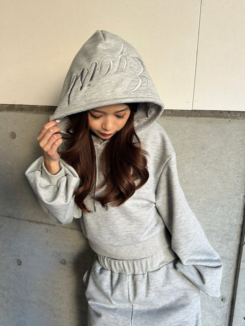 フードロゴラメ裏毛トップス