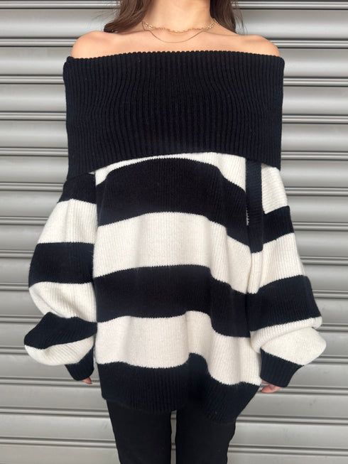 2WAYボーダーニットトップス