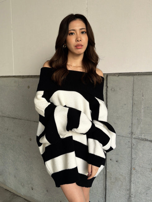 2WAYボーダーニットトップス