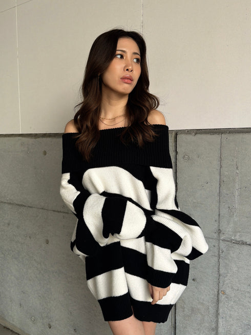 2WAYボーダーニットトップス