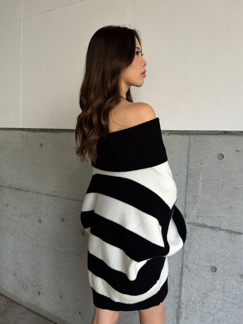 2WAYボーダーニットトップス