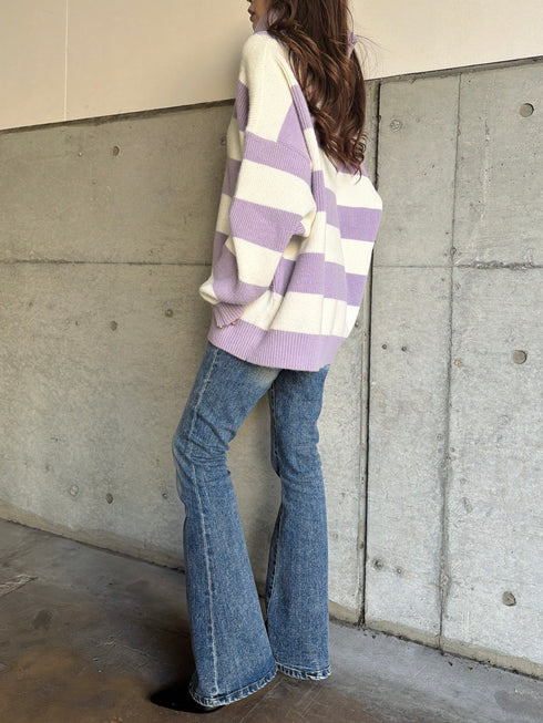 2WAYボーダーニットトップス