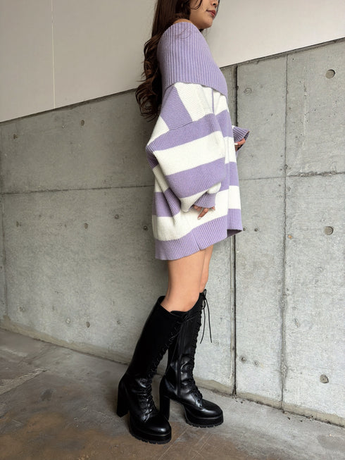 2WAYボーダーニットトップス