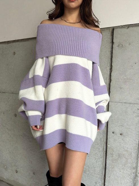 2WAYボーダーニットトップス