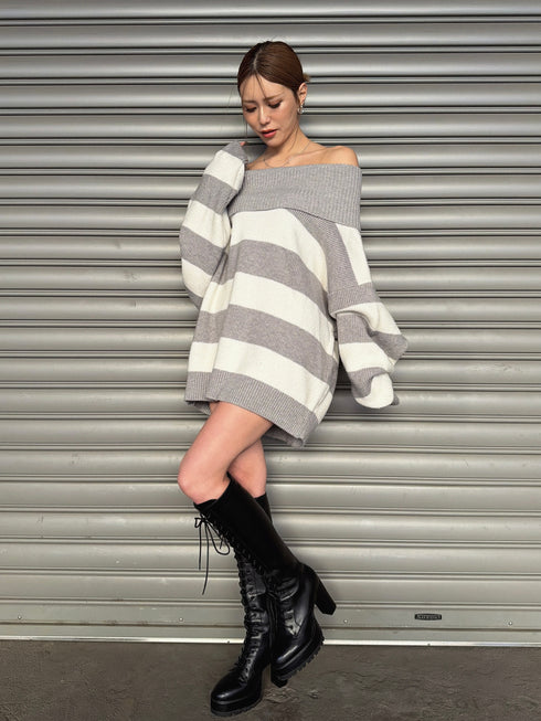 2WAYボーダーニットトップス