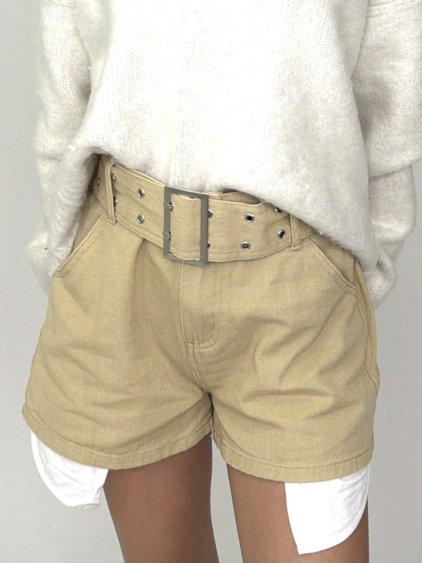 ハトメベルト付ツイルショートパンツ