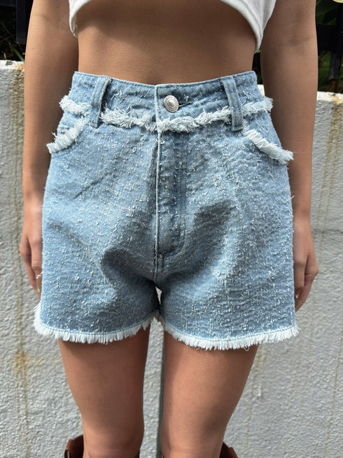 ツイードデニムショートパンツ