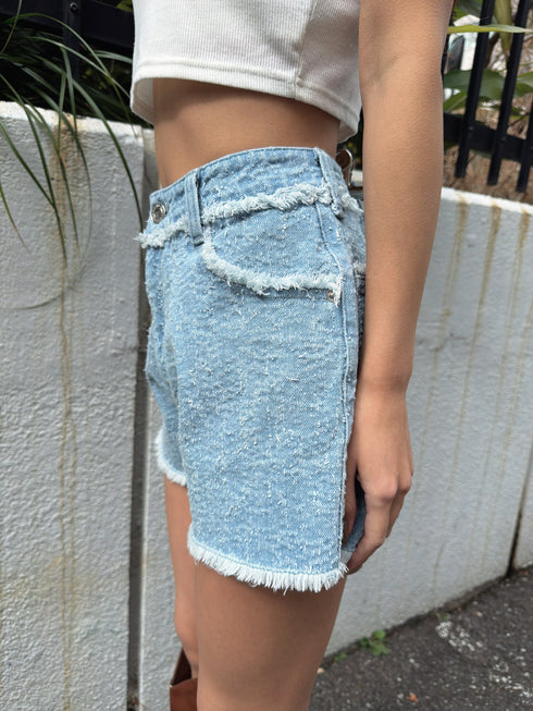 ツイードデニムショートパンツ