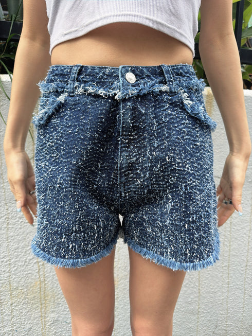 ツイードデニムショートパンツ