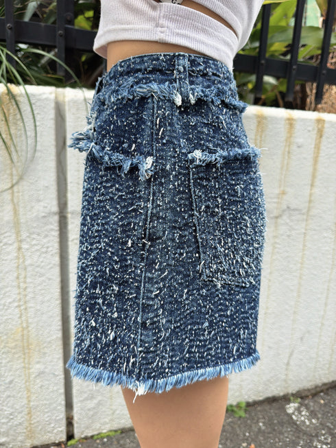 ツイードデニムショートパンツ