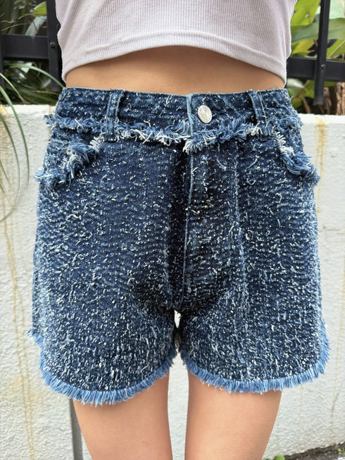 ツイードデニムショートパンツ
