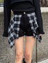 チェックシャツドッキングツイルショートパンツ